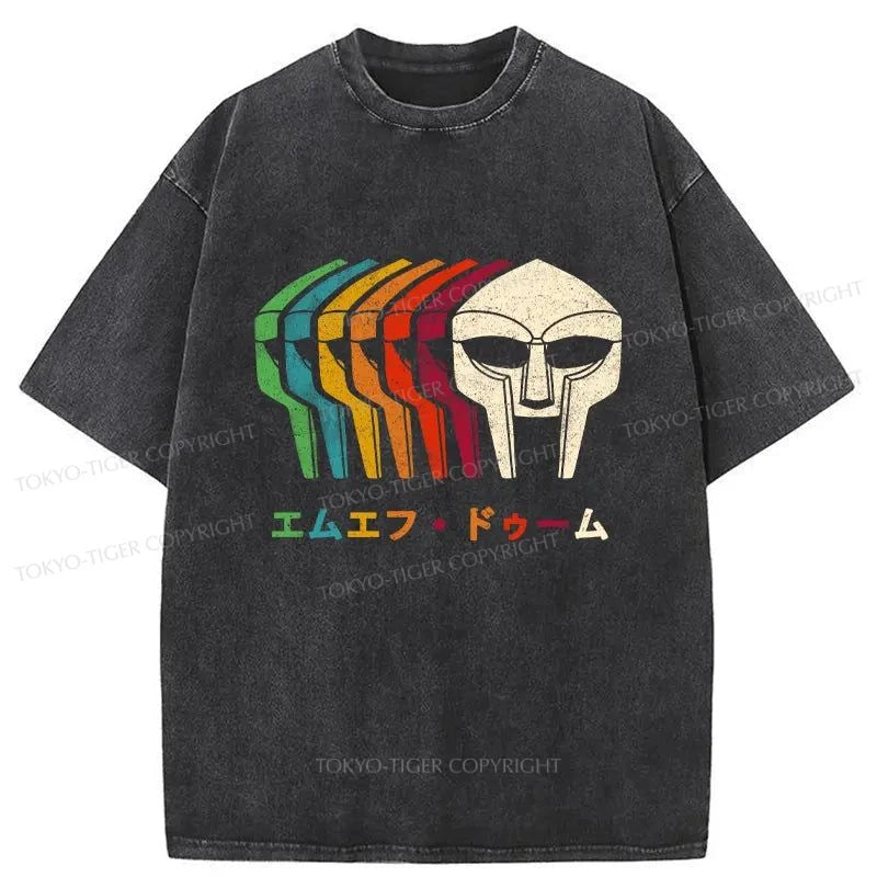 men's loose fit t-shirts -Tokyo-Tiger Retro MF Doom Washed T-Shirt