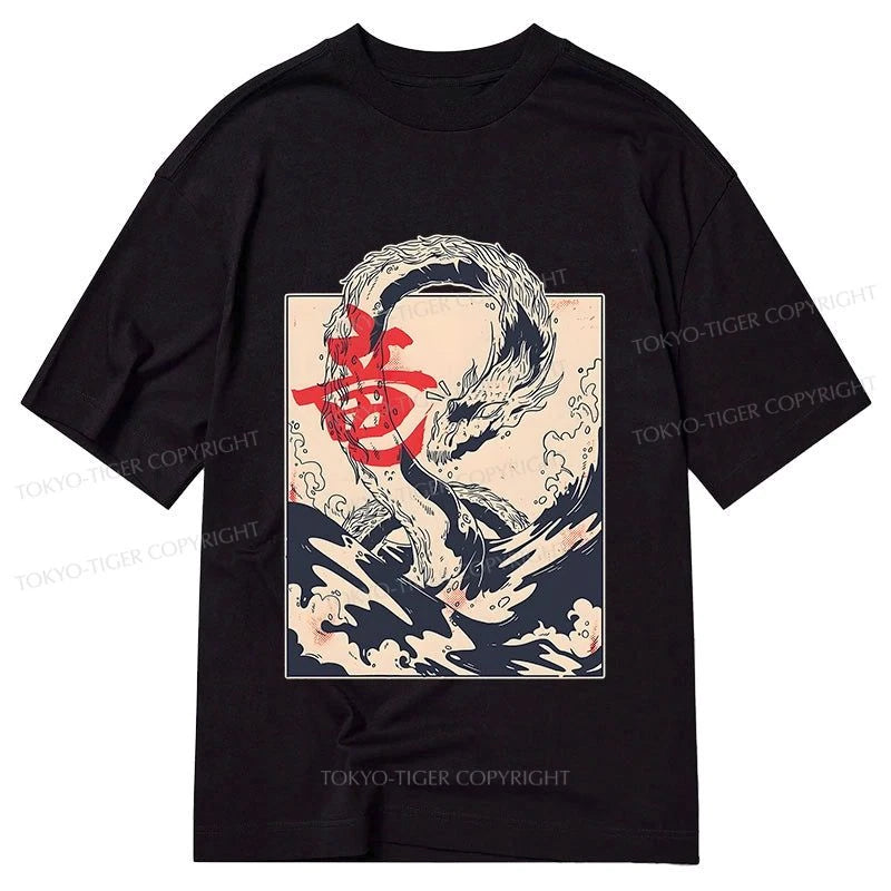 men's athletic graphic t-shirts -Tokyo-Tiger Sea Dragon Japanese Classic T-Shirt