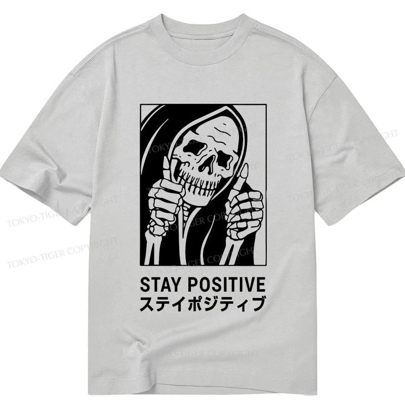 men's athletic fit t-shirts -Tokyo-Tiger Stay Positive Skeleton Classic T-Shirt