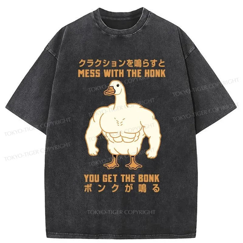 men's loose fit t-shirts -Tokyo-Tiger Strong Goose Japanese Washed T-Shirt