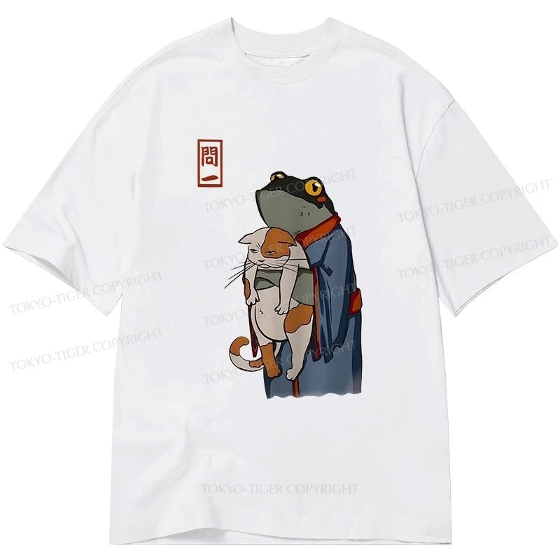 men's slim-fit plain t-shirts -Tokyo-Tiger The Frog Holds The Cat Classic T-Shirt