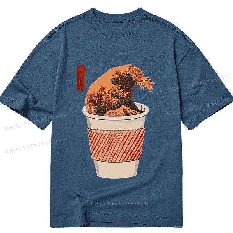 men's cool graphic t-shirts -Tokyo-Tiger The Great Wave Coffee Classic T-Shirt