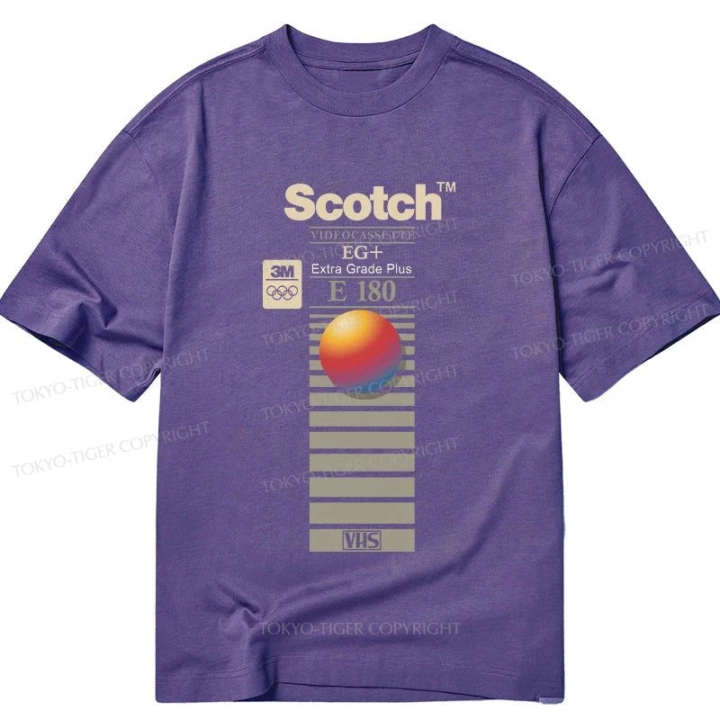 men's trendy t-shirts -Tokyo-Tiger VHS Scotch E180 Classic T-Shirt