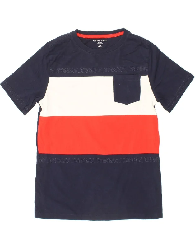 men's summer graphic t-shirts -TOMMY HILFIGER Boys Graphic T-Shirt Top 12-13 Years Large Navy Blue