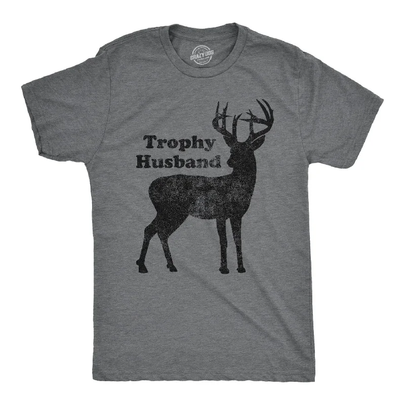 men's printed slogan t-shirts -Trophy Husband Men's T Shirt