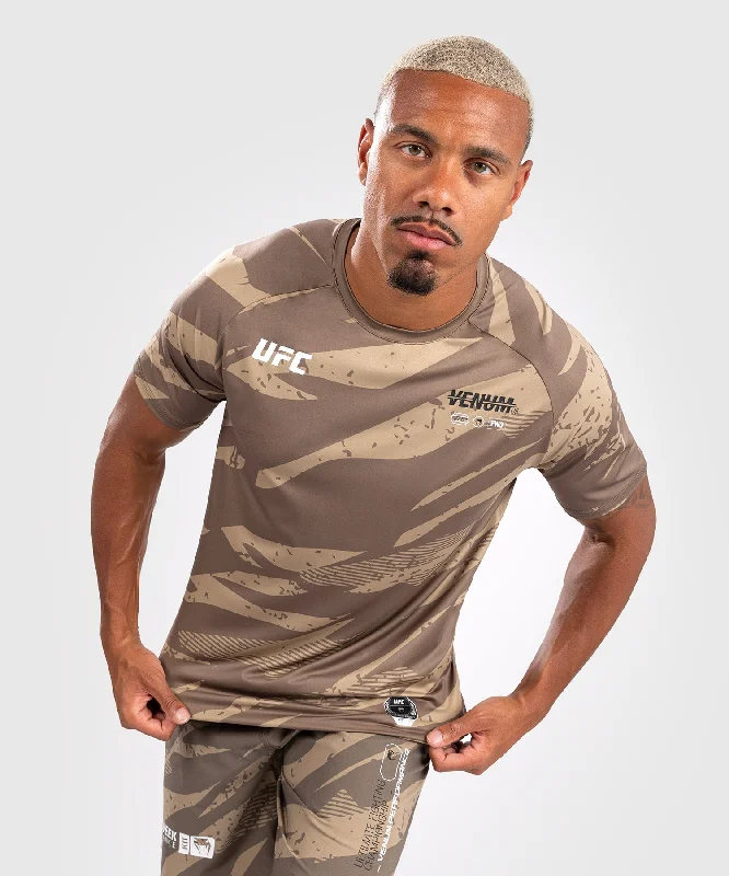 men's light t-shirts for summer -UFC Adrenaline by Venum Men's Fight Week Dry-Tech T-shirt - Desert Camo