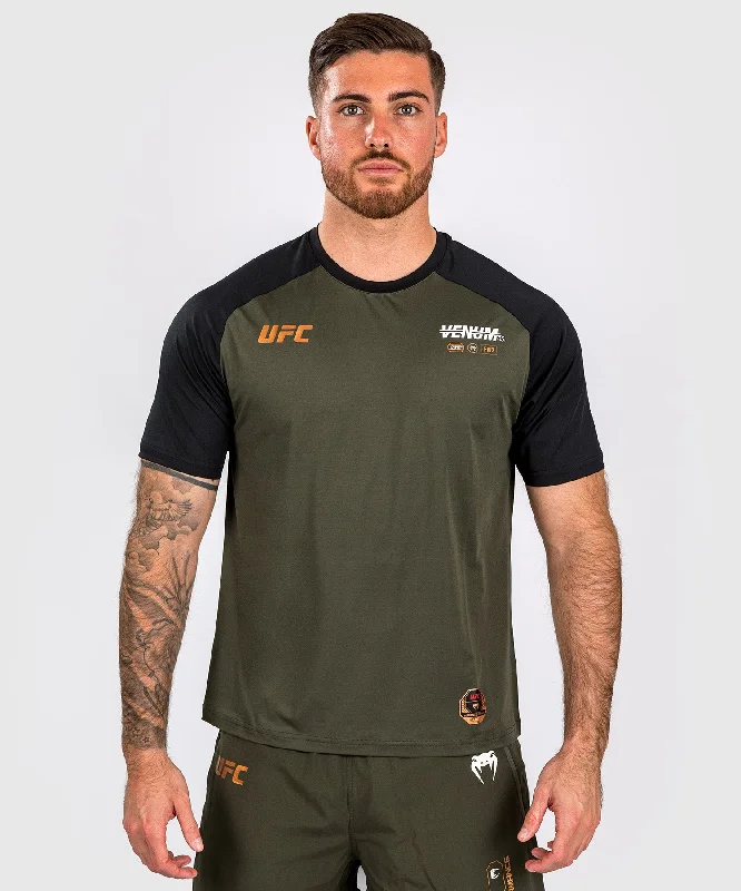 men's workout t-shirts -UFC Adrenaline by Venum Fight Week Men’s Dry-tech T-shirt - Khaki/Bronze