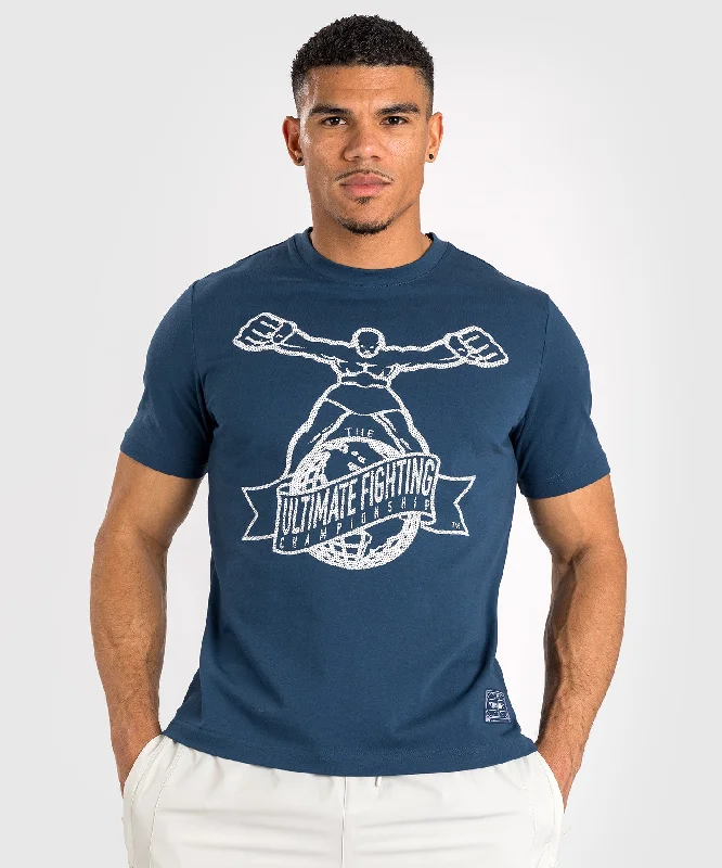 men's casual t-shirts -UFC by Venum Ulti-Man T-Shirt - Navy Blue/ White