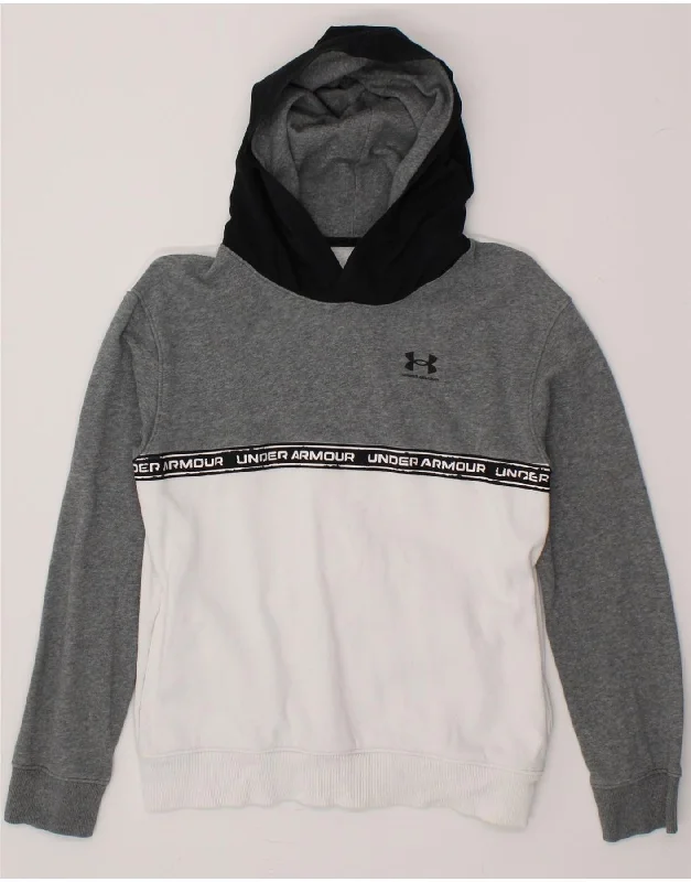 men's cotton blend hoodies -UNDER ARMOUR Boys Cold Gear Graphic Hoodie Jumper 11-12 Years Large White