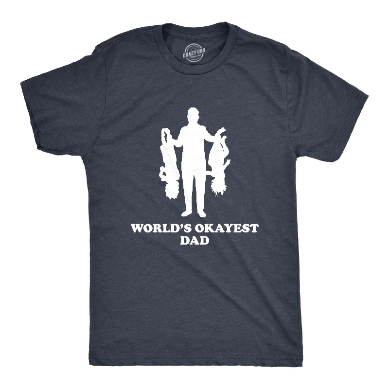 men's comfortable cotton t-shirts -Upside Down Kids World's Okayest Dad Men's T Shirt