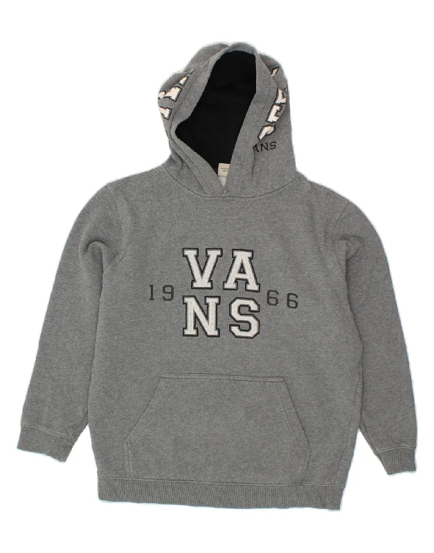 men's fleece hoodies -VANS Boys Graphic Hoodie Jumper 12-13 Years Large Grey