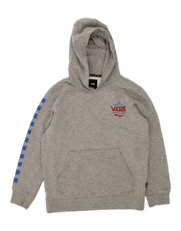 men's hoodie for fall season -VANS Boys Graphic Hoodie Jumper 12-13 Years Medium  Grey Cotton