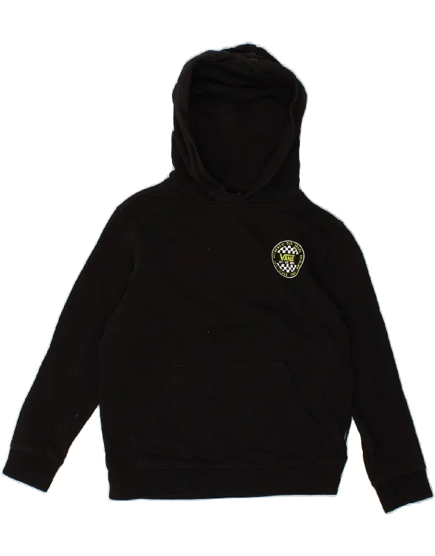 men's fleece zip-up hoodies -VANS Boys Graphic Hoodie Jumper 12-13 Years Small  Black Cotton