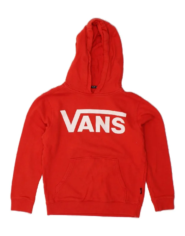 men's fleece-lined hoodies -VANS Boys Graphic Hoodie Jumper 12-13 Years Small Red Cotton