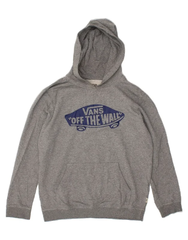 men's stylish pullover sweatshirts -VANS Boys Graphic Hoodie Jumper 13-14 Years XL Grey Cotton