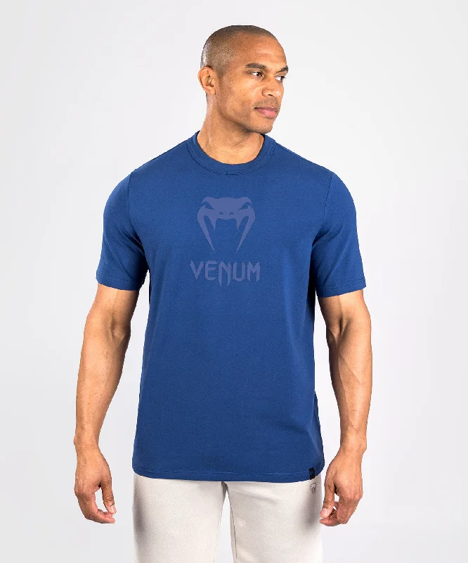 men's unique graphic t-shirts -Venum Classic T-Shirt - Navy Blue/Navy Blue