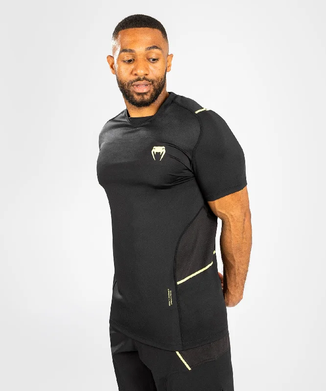 men's striped t-shirts -Venum Fusion 2.0  Men Dry Tech T-Shirt - Black/Yellow