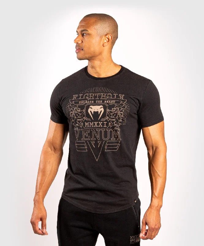 men's colorful t-shirts -Venum Lions21 T-shirt - Black/Sand