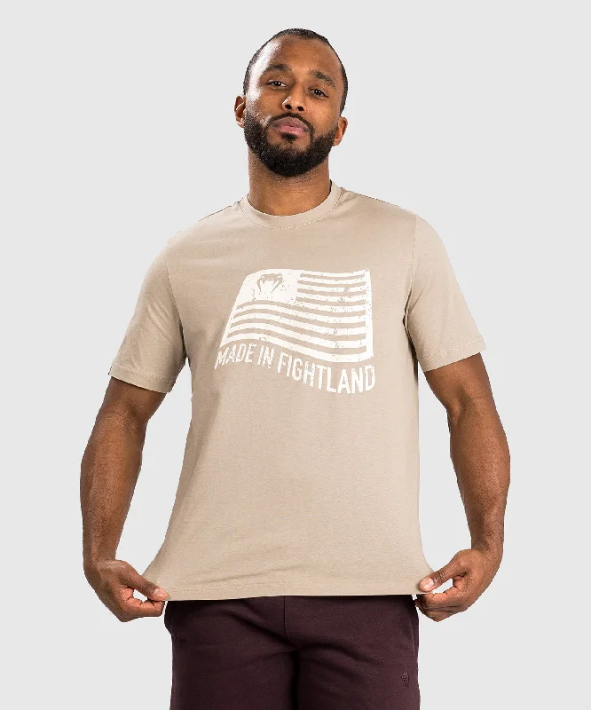 men's soft cotton blend tees -Venum Made in Fightland T-Shirt - Sand