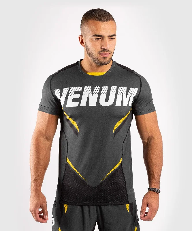 men's oversized t-shirts -Venum ONE FC Impact Dry Tech T-Shirt - Grey/Yellow