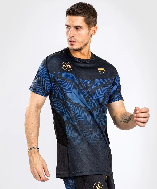 men's bold design t-shirts -Venum Phantom Loma Dry Tech T-shirt - Black/Blue