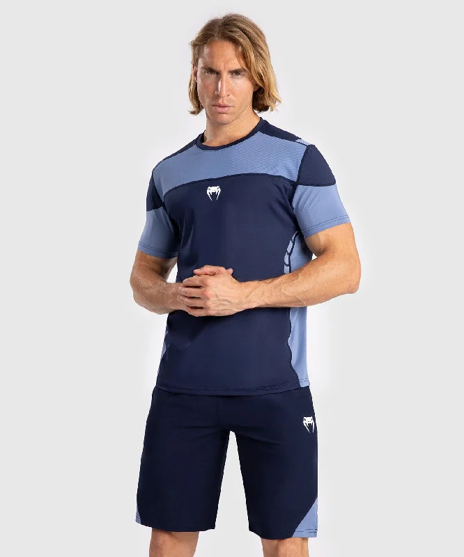 men's polo t-shirts -Venum Tempest Men's Dry-Tech T-Shirt - Navy Blue/Blue