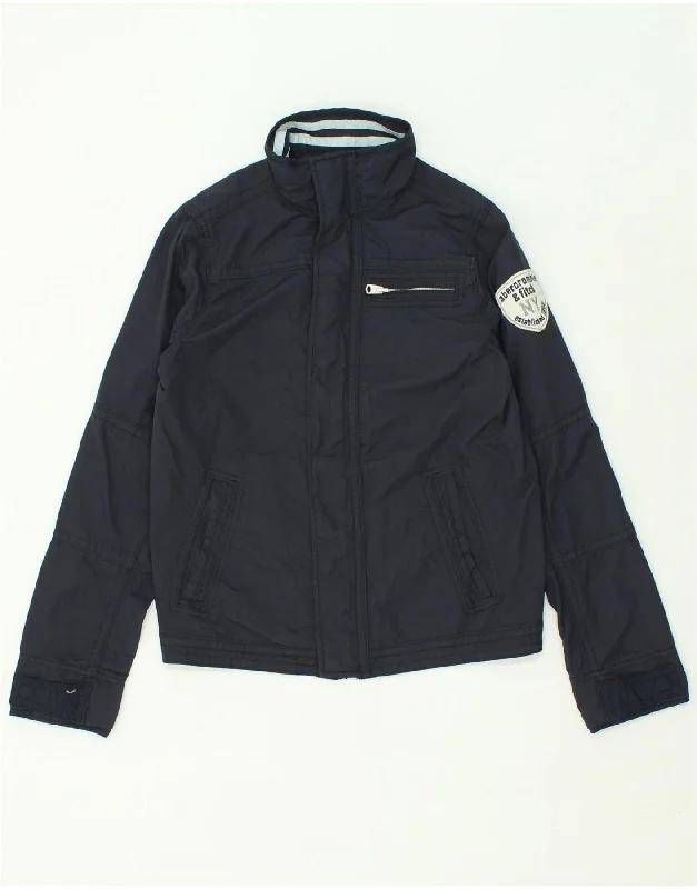 men's outerwear jackets for hiking -ABERCROMBIE & FITCH Boys Rain Jacket 14-15 Years XL Navy Blue Nylon