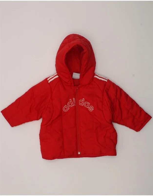 men's athletic jackets -ADIDAS Baby Boys Graphic Hooded Padded Jacket 9-12 Months Red Nylon