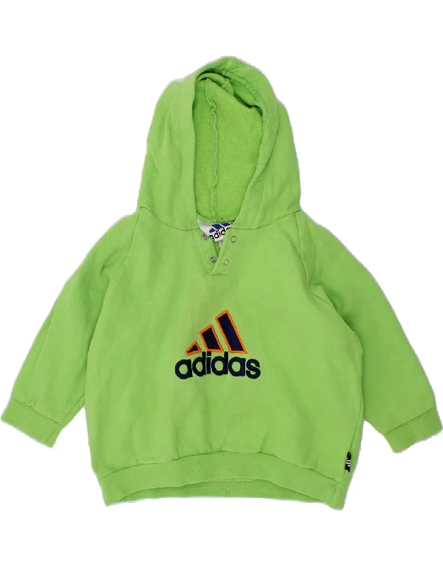 men's graphic sweatshirts with hoods -ADIDAS Baby Boys Graphic Hoodie Jumper 18-24 Months Green Cotton