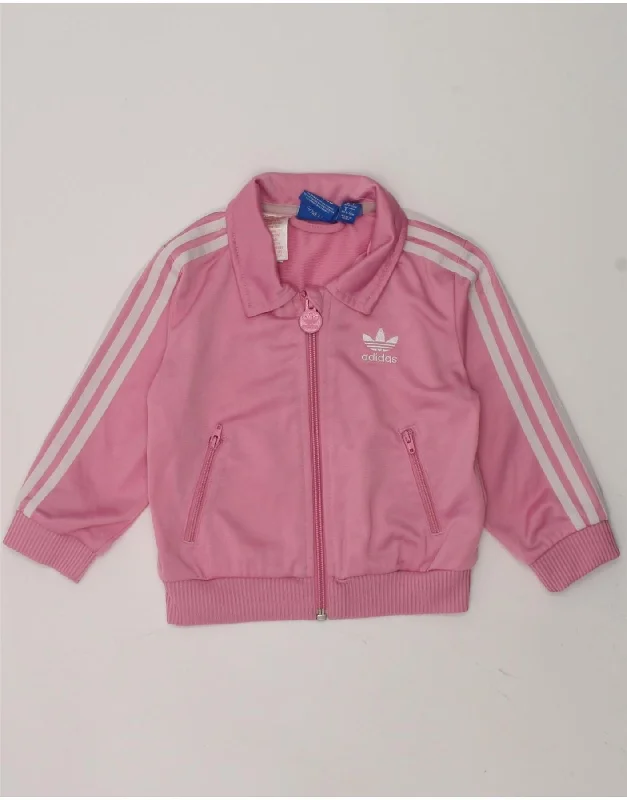 men's fashionable outer jackets -ADIDAS Baby Boys Graphic Tracksuit Top Jacket 9-12 Months Pink Polyester