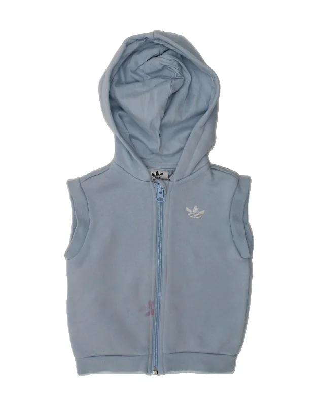 men's stylish sweaters -ADIDAS Baby Boys Sleeveless Zip Hoodie Sweater 9-12 Months Blue Cotton