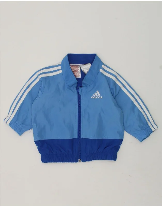 men's winter jackets -ADIDAS Baby Boys Tracksuit Top Jacket 0-3 Months Blue Colourblock