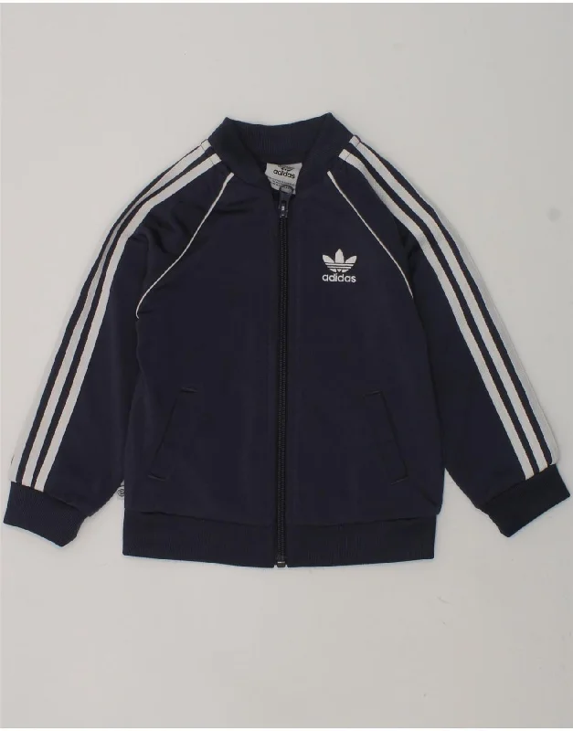 men's casual jackets -ADIDAS Baby Boys Tracksuit Top Jacket 12-18 Months Navy Blue Polyester