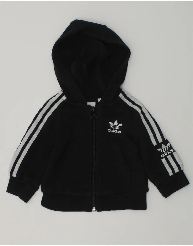 men's crewneck sweaters -ADIDAS Baby Boys Zip Hoodie Sweater 0-3 Months Black Cotton