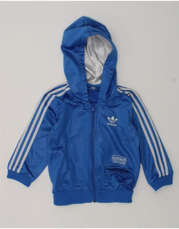 men's knit cardigans -ADIDAS Baby Boys Zip Hoodie Sweater 18-24 Months Blue Polyester