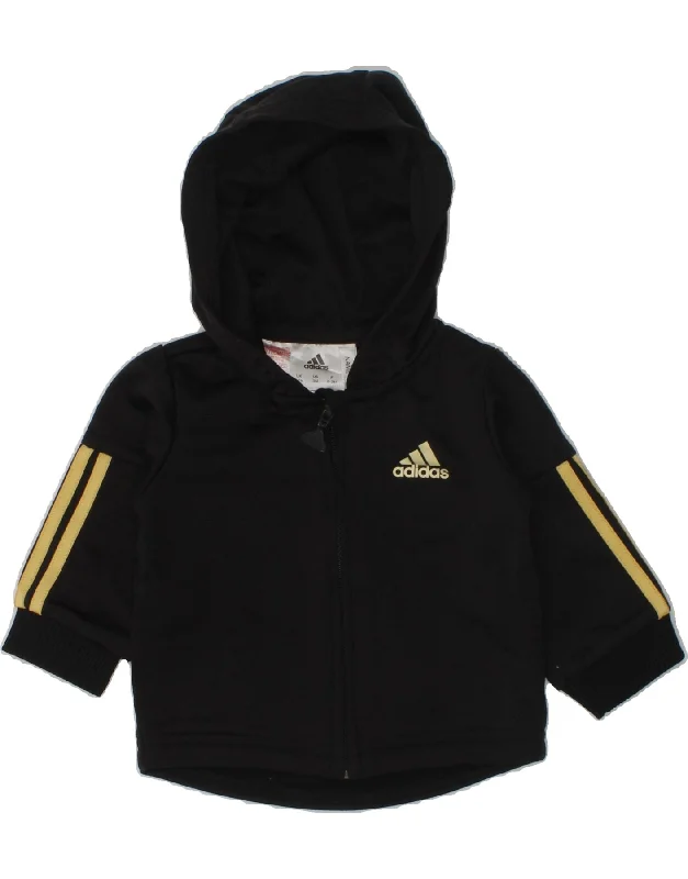 men's stylish cardigans -ADIDAS Baby Girls Graphic Zip Hoodie Sweater 0-3 Months Black Polyester