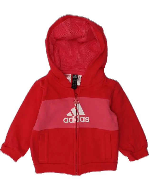 men's cashmere blend sweaters -ADIDAS Baby Girls Graphic Zip Hoodie Sweater 3-6 Months Red Colourblock