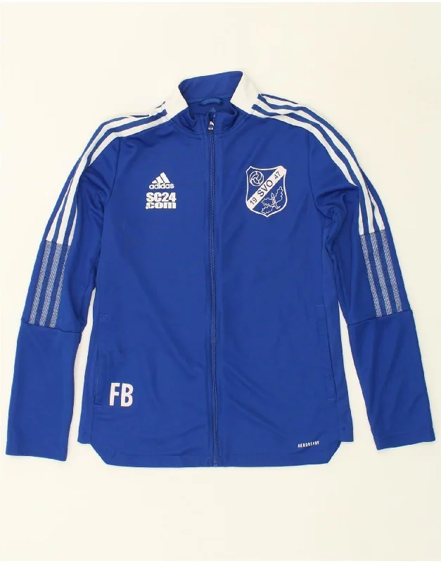 men's wind-resistant jackets -ADIDAS Boys Aeroready Graphic Tracksuit Top Jacket 12-13 Years Medium Blue