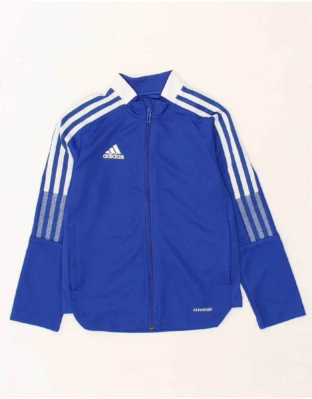 men's tailored outdoor jackets -ADIDAS Boys Aeroready Graphic Tracksuit Top Jacket 7-8 Years Blue