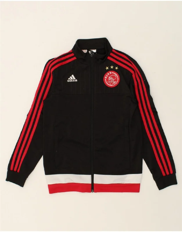 men's insulated winter jackets -ADIDAS Boys Ajax Amsterdam Graphic Tracksuit Top Jacket 11-12 Years Black