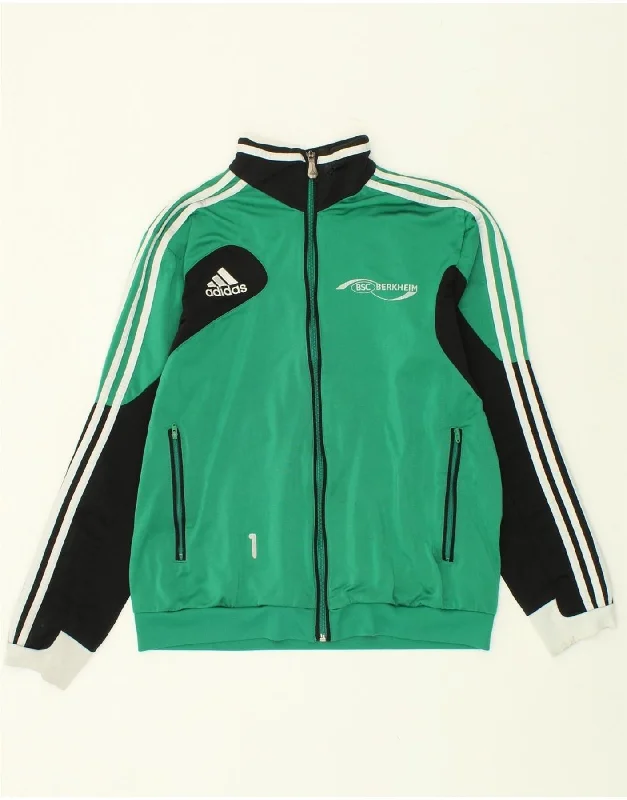 men's sports jackets -ADIDAS Boys BSC Berkheim Graphic Tracksuit Top Jacket 15-16 Years Green