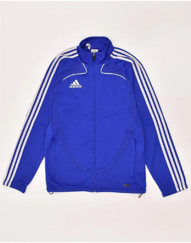 men's slim fit leather jackets -ADIDAS Boys Climacool Graphic Tracksuit Top Jacket 13-14 Years XL Blue