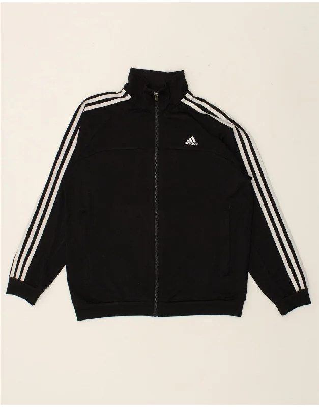 men's jacket for autumn wear -ADIDAS Boys Climalite Tracksuit Top Jacket 13-14 Years Black Polyester