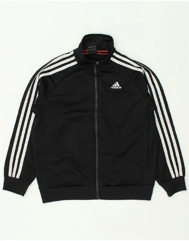 men's denim jackets -ADIDAS Boys Climalite Tracksuit Top Jacket 9-10 Years Black