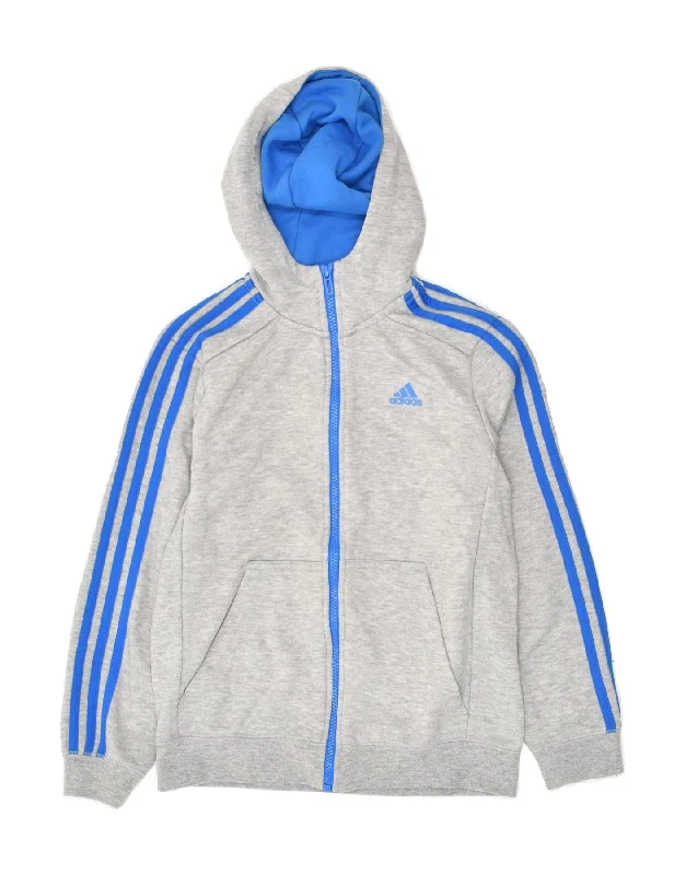 men's cashmere sweaters -ADIDAS Boys Climalite Zip Hoodie Sweater 11-12 Years Grey Polyester