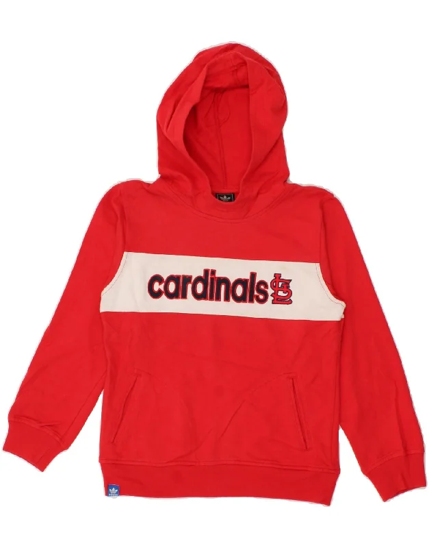 men's fleece hoodie jacket -ADIDAS Boys Graphic Hoodie Jumper 12-13 Years Large Red Cotton