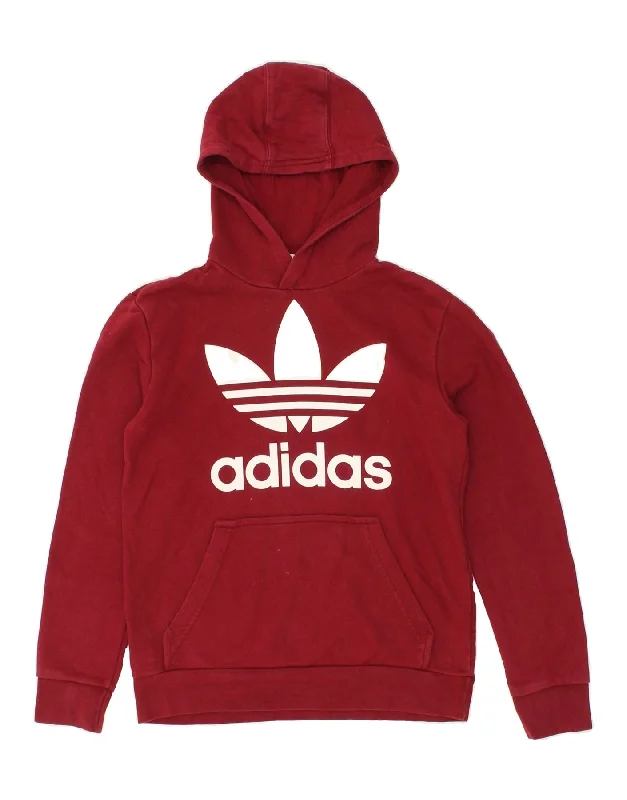 men's hoodie for chilly evenings -ADIDAS Boys Graphic Hoodie Jumper 12-13 Years Red Cotton