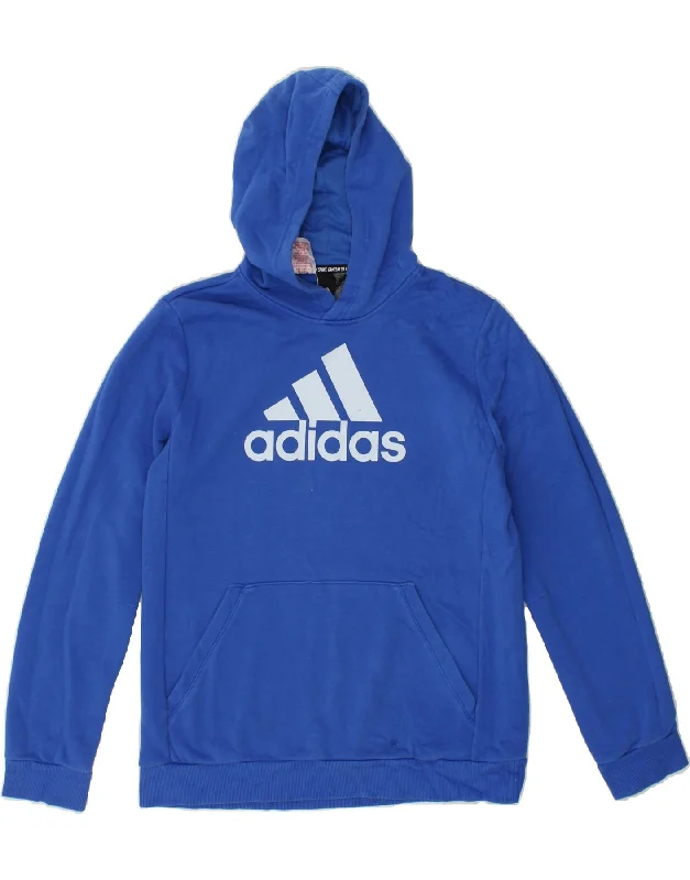 men's oversized sweatshirt hoodies -ADIDAS Boys Graphic Hoodie Jumper 15-16 Years Blue