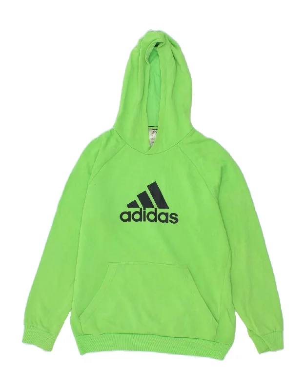 men's casual hoodies -ADIDAS Boys Graphic Hoodie Jumper 15-16 Years Green Cotton