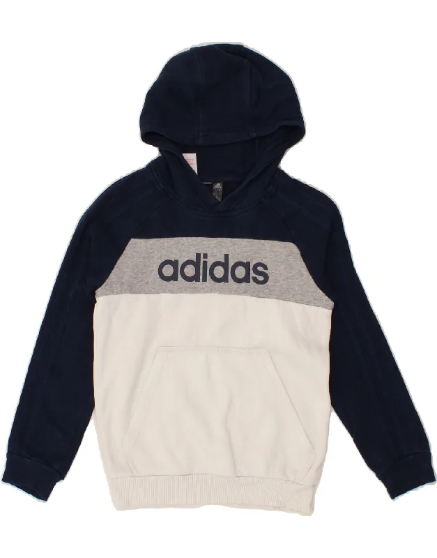 men's hoodie for sports activities -ADIDAS Boys Graphic Hoodie Jumper 9-10 Years Multicoloured Colourblock